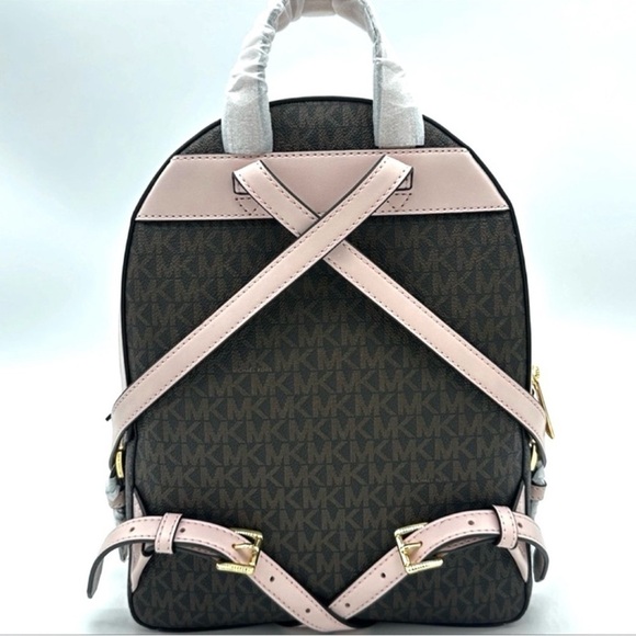 Michael Kors Medium Jaycee Zip Packet Backpack Brown/Light Pink - Picture 5 of 14